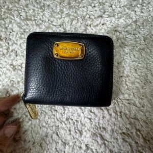 Michael Kors Black Leather‎ Zip Around Wallet Small Bifold